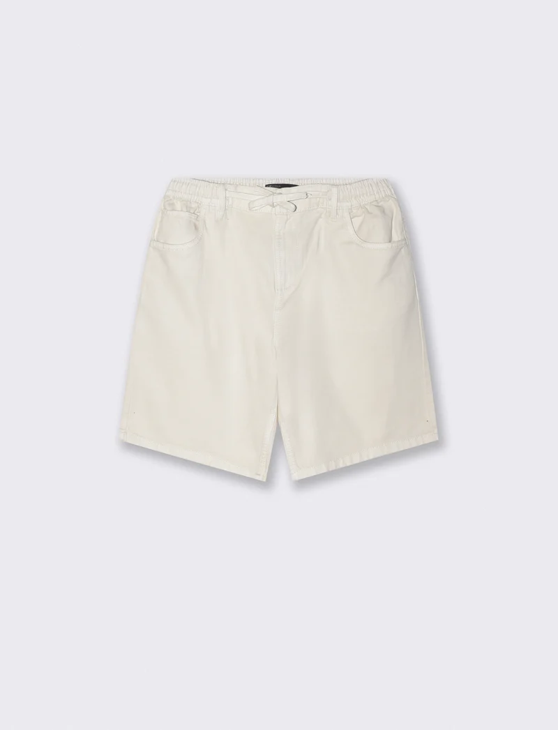 Bermuda Jogger Lyocell Cotone Denim - Bianco latte