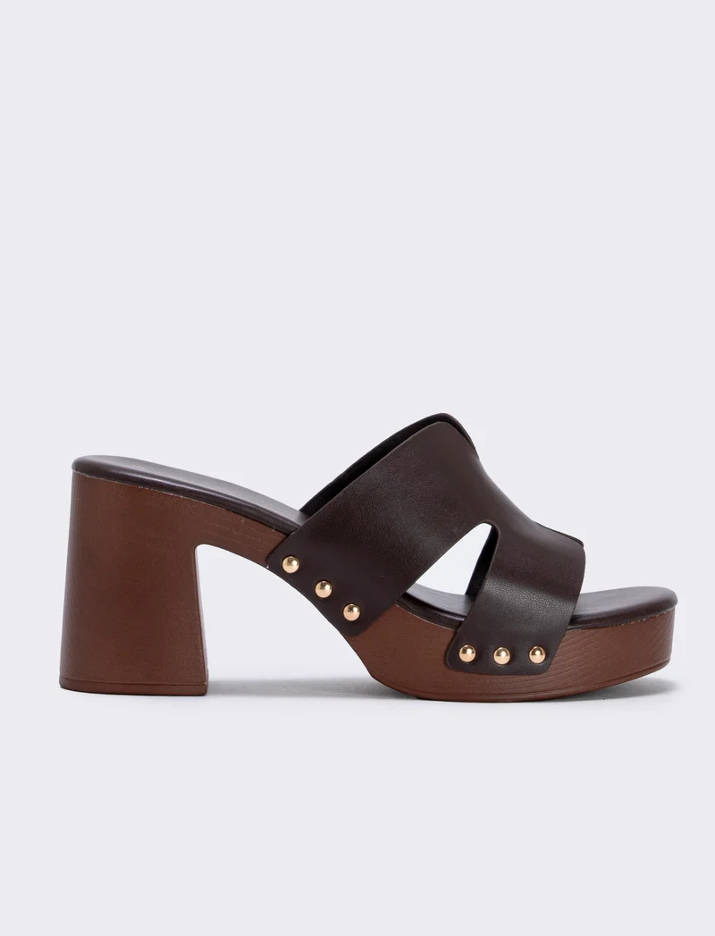 Sabot in poliuretano, tacco 90 mm - Testa di moro