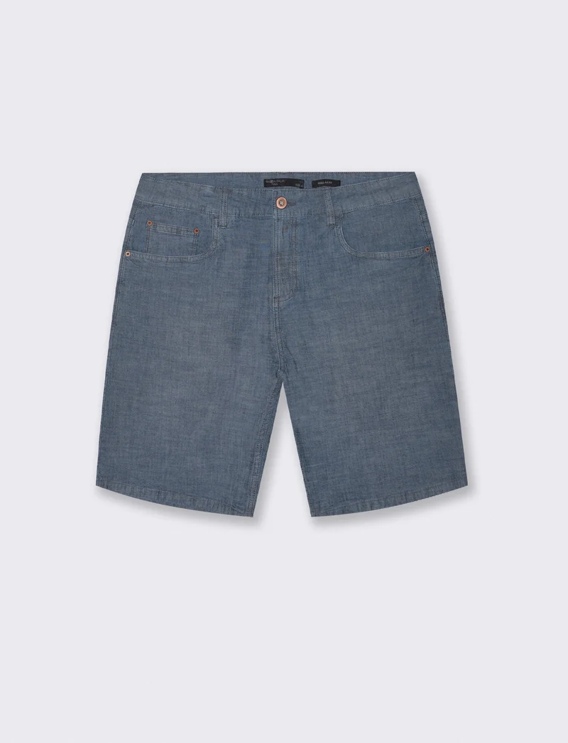 Bermuda Jeans Leggero Straight Fit Blu - Denim