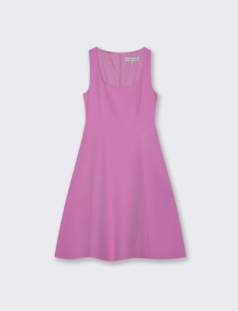 Vestito Midi Smanicato con Scollo Profondo - Viola orchidea
