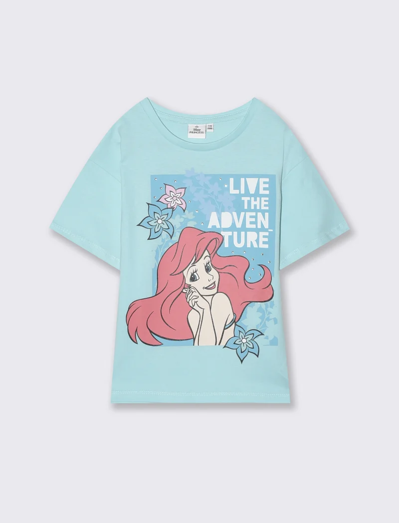T-shirt Disney Ariel in cotone colorata - Verde acqua