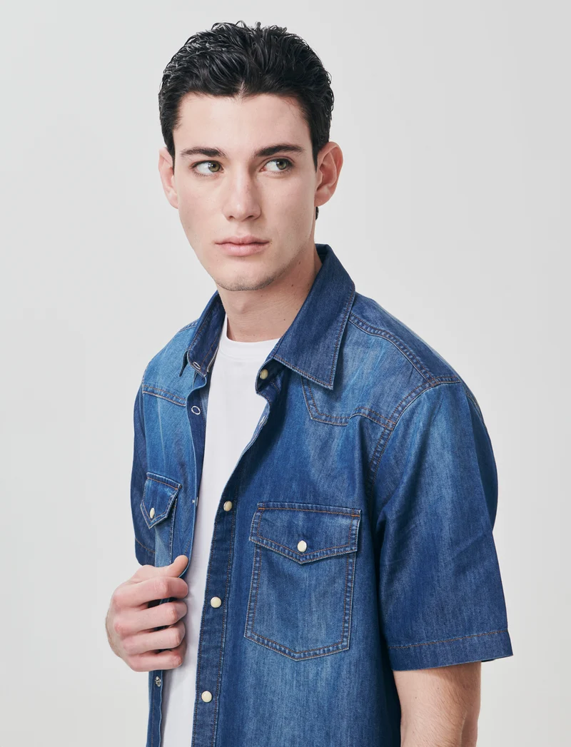 Camicia denim leggero maniche corte - Denim