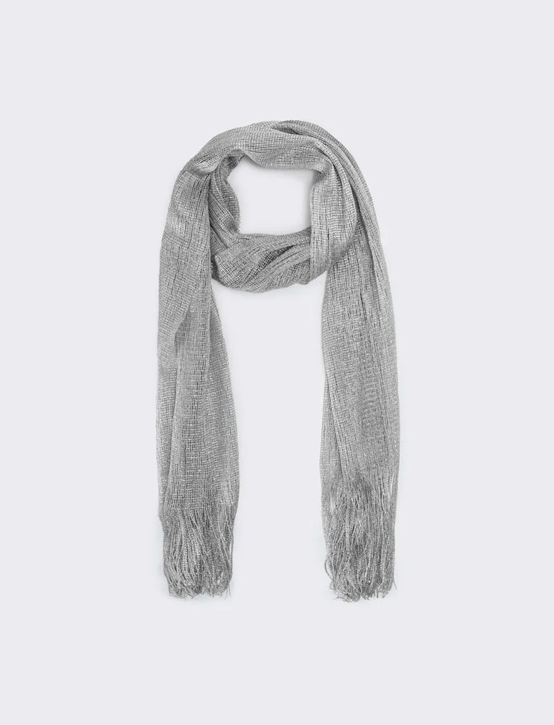 Foulard a rete con lurex per donne - Argento