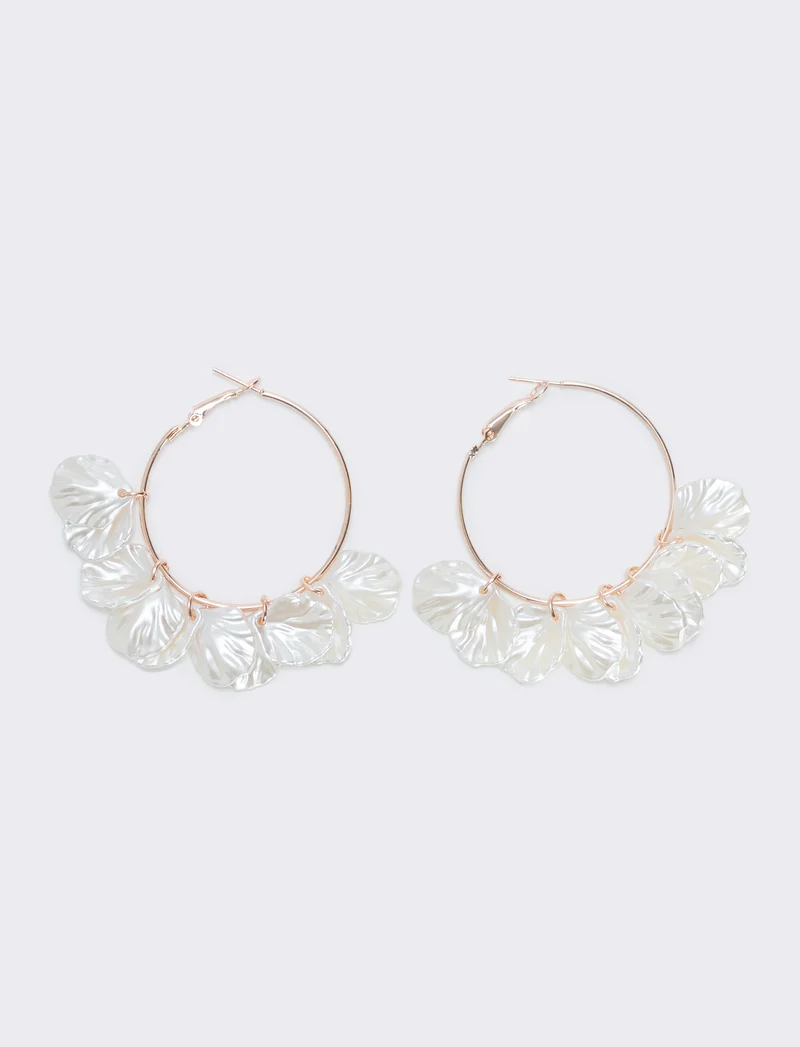 Orecchini cerchi con petali pendenti - Oro rosa