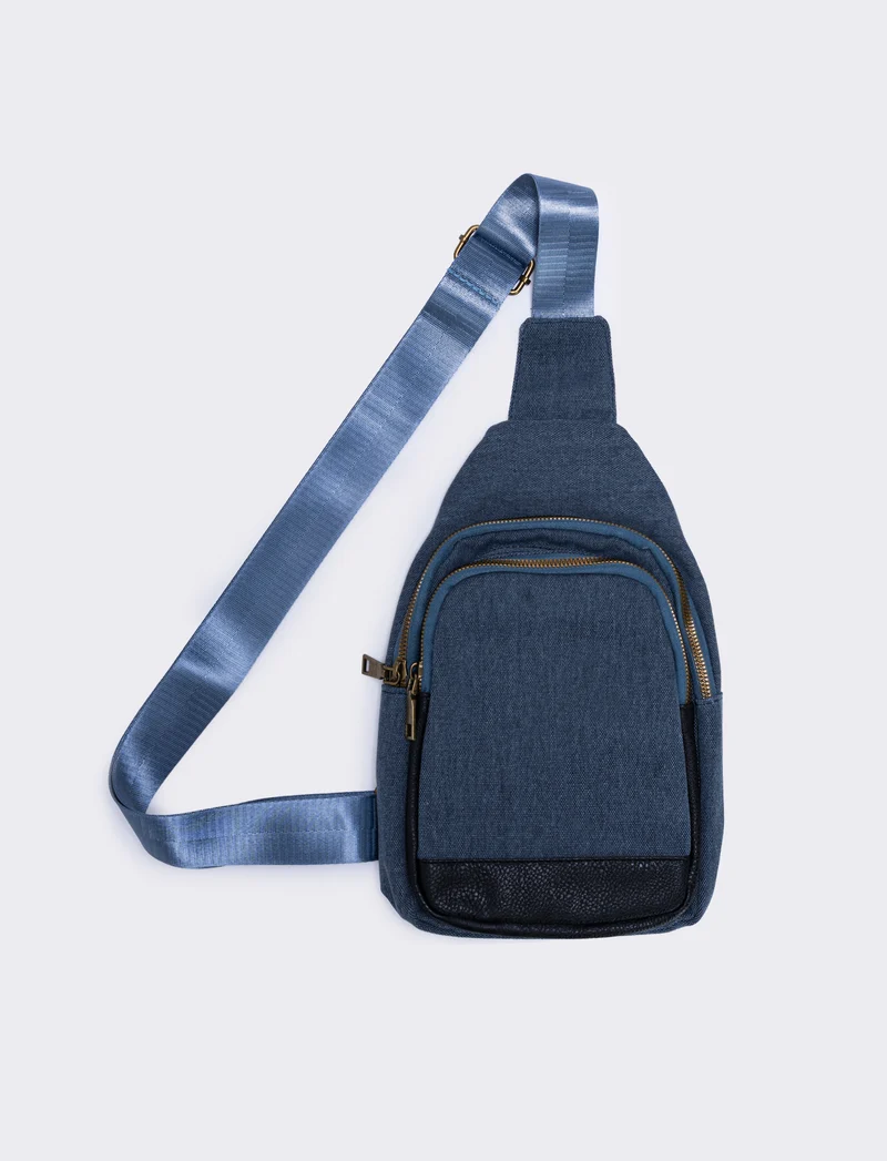 Zaino monospalla nylon per uomo - Blu