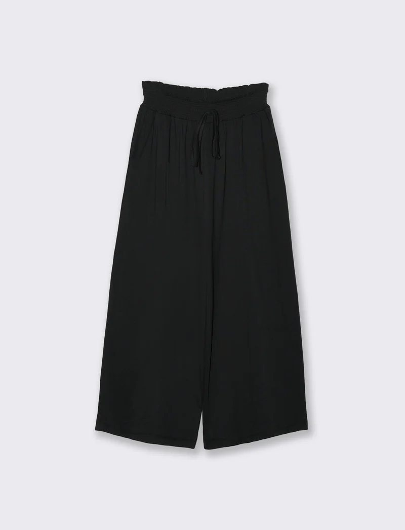 Pantalone Ampio con Elastico in Vita - Nero