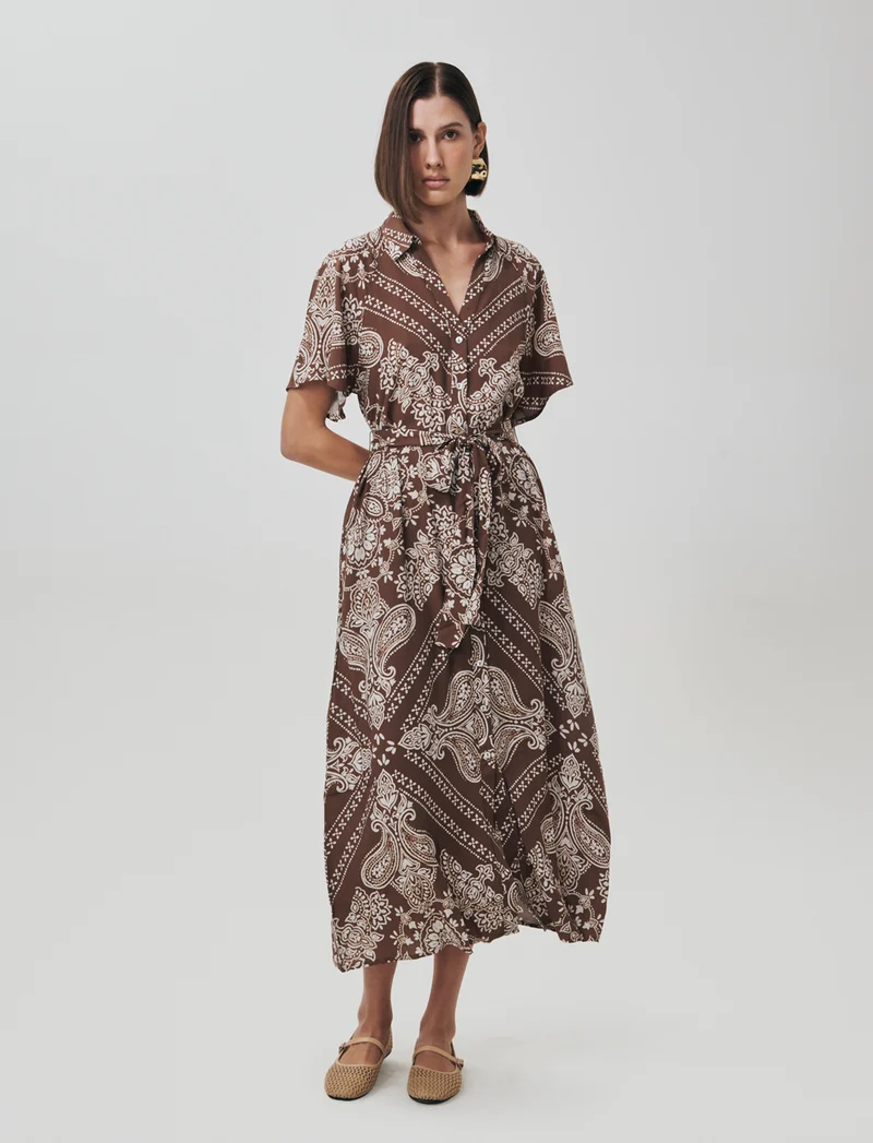 Vestito lungo con manica raglan e cintura - var 2