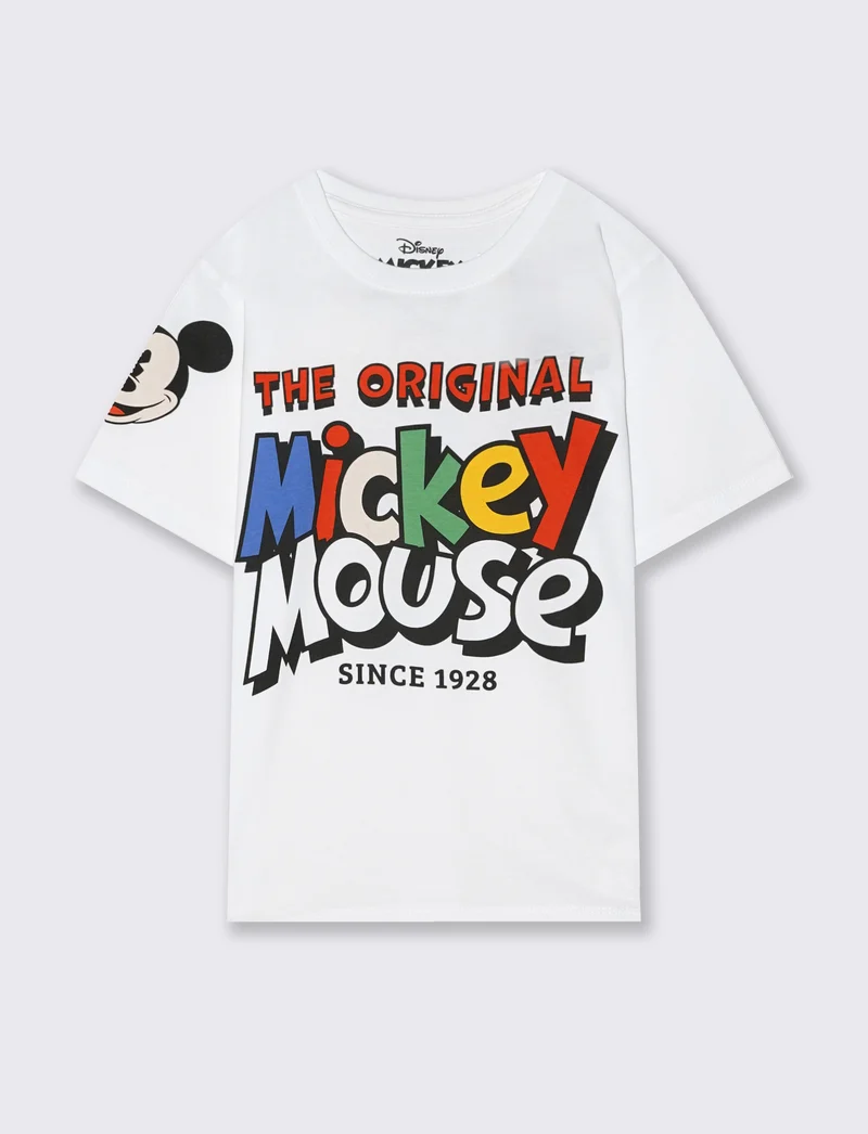T-Shirt in cotone con stampe Mickey Mouse - Bianco