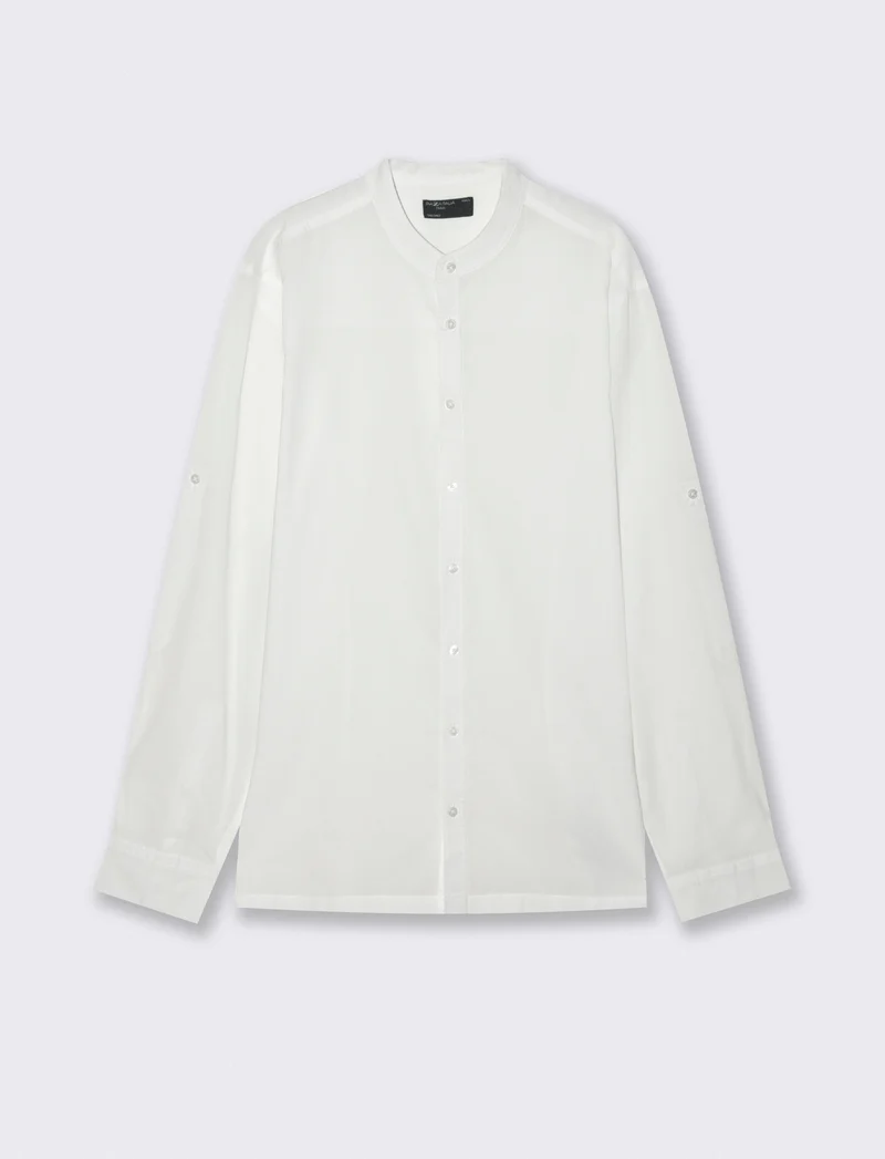 Camicia coreana in voile leggero - Bianco