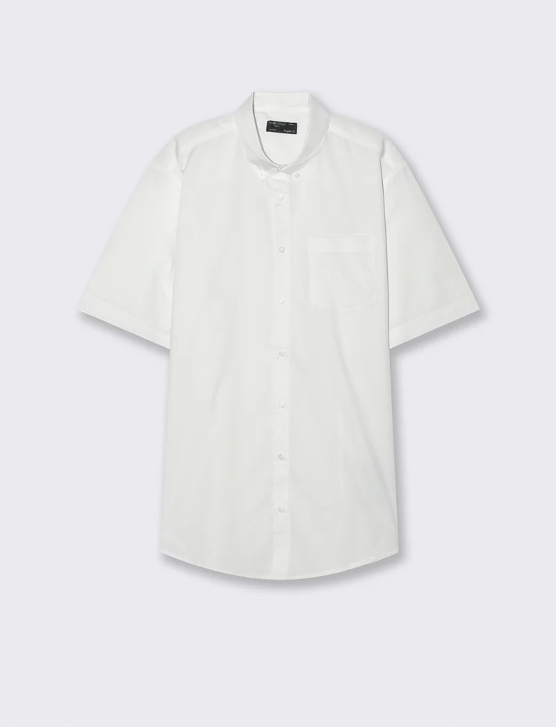 Camicia Regular Fit Easy Iron Botton Down - Bianco