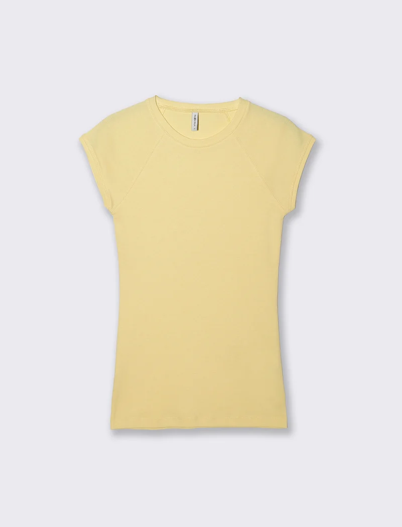 T-shirt basica slim in cotone raglan - Giallo pastello