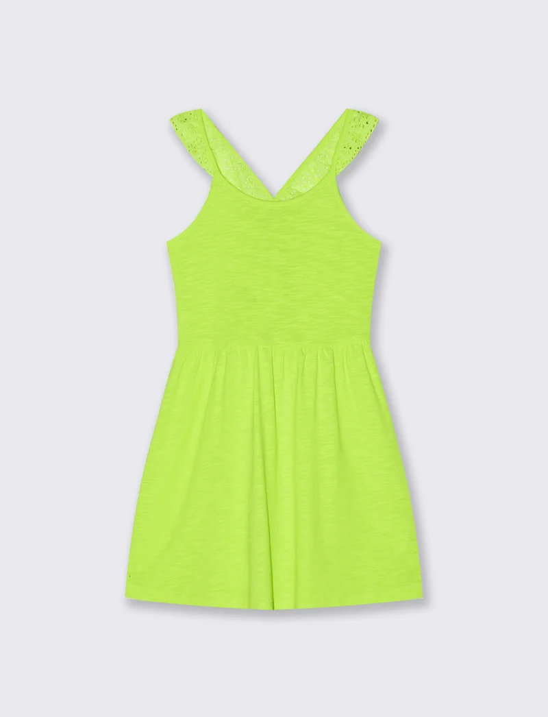 Vestito in tessuto con volant eleganti - Giallo