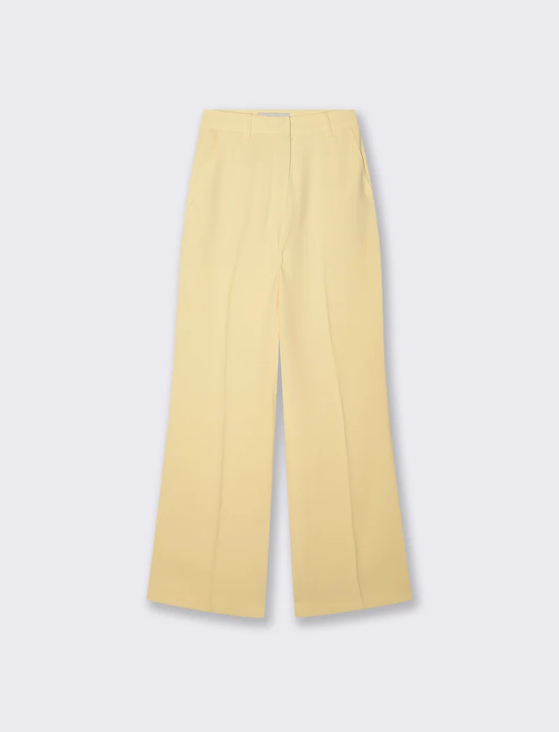 Pantalone a vita alta con gamba larga - Vaniglia