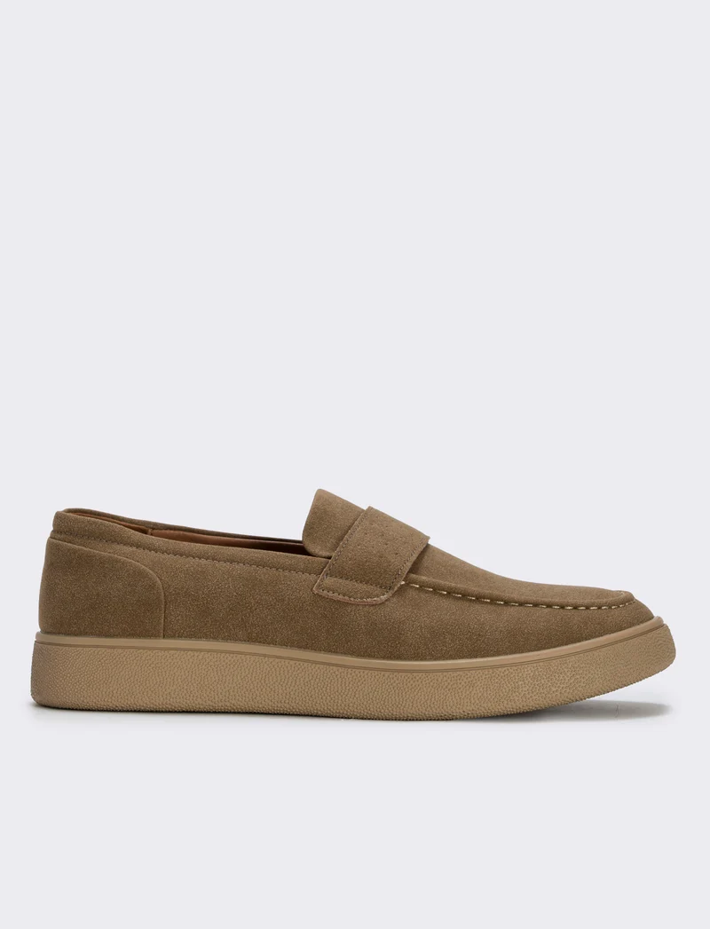 Mocassino uomo in poliuretano scamosciato - Cammello