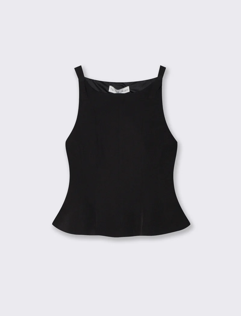 Top con fiocchi sulle spalle per donne - Nero