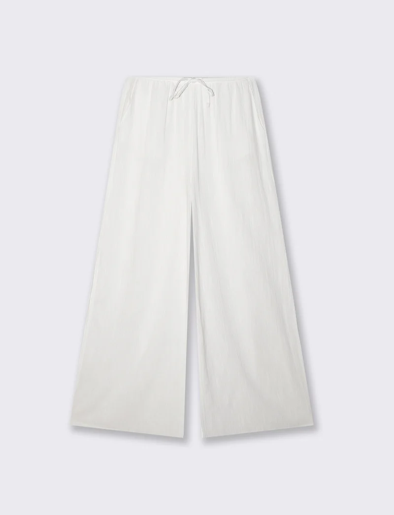 Pantalone Gamba Larga con Spacchi Laterali - Bianco