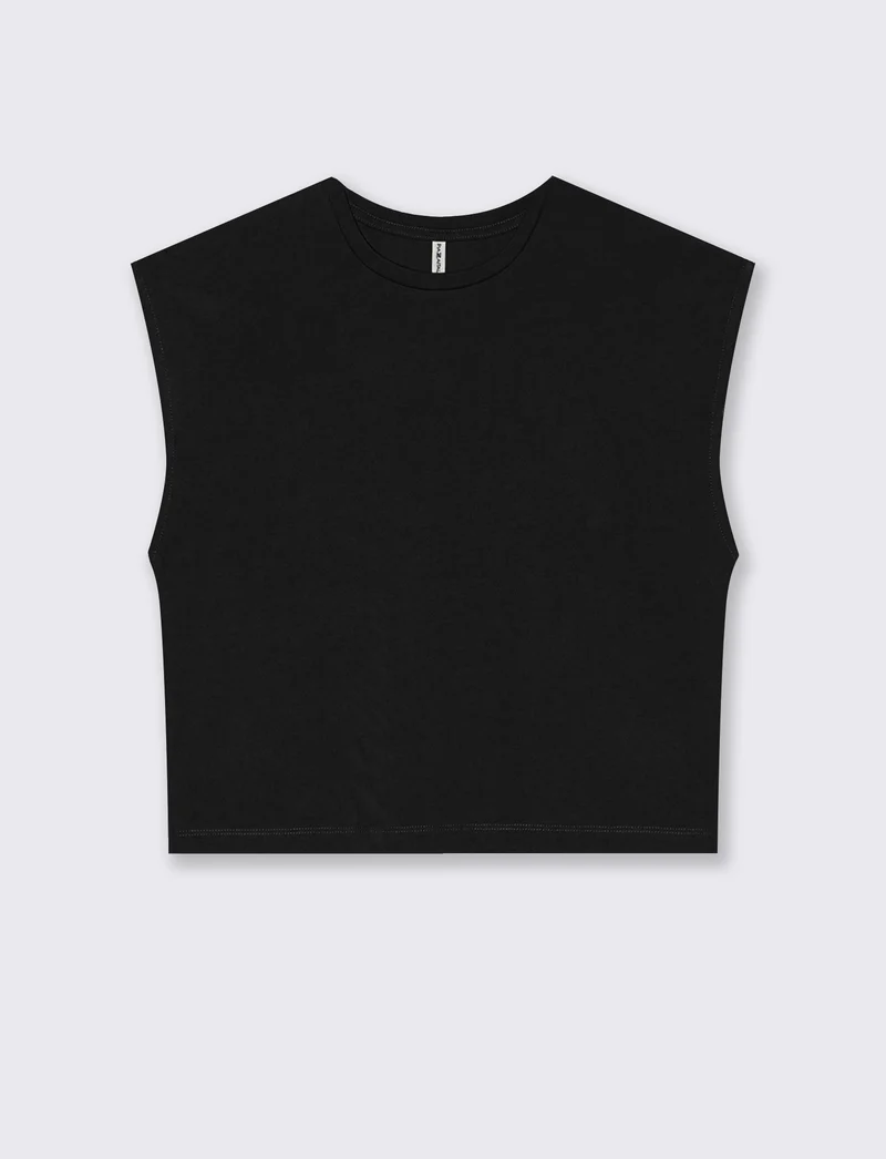T-Shirt Crop Basica Girocollo - Nero