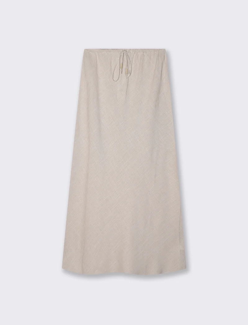 Gonna Longuette con Elastico e Coulisse - Sabbia