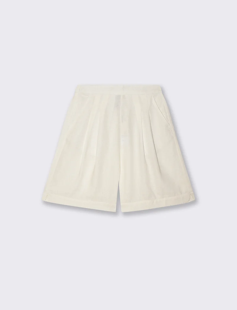 Bermuda con Elastico e Tasche Fianchi - Grigio ghiaccio