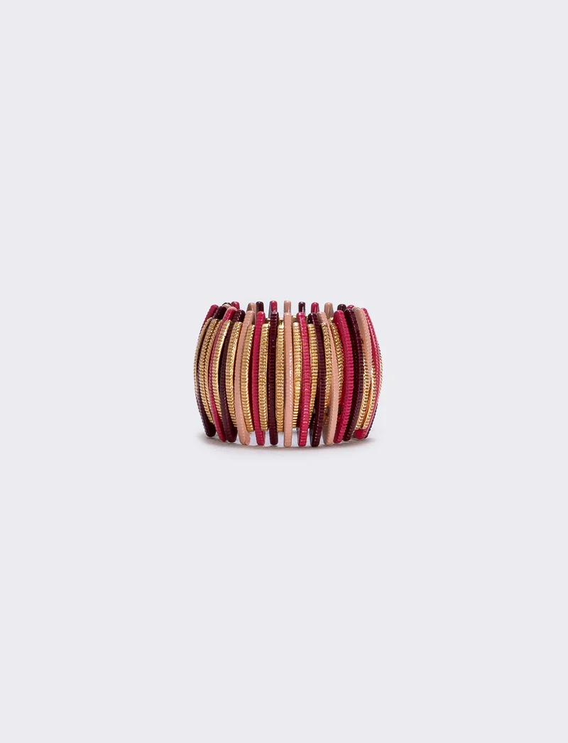 Anello elastico con barrette colorate - Rosa
