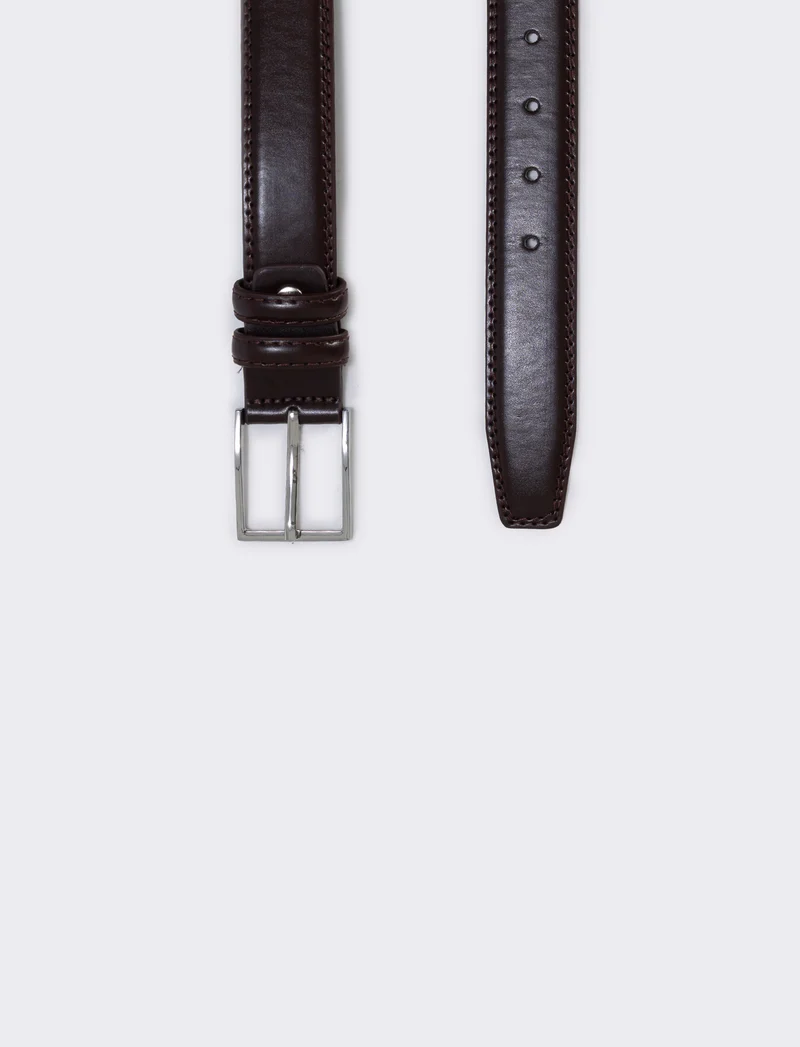 Cintura liscia classica 3,5 cm - Marrone