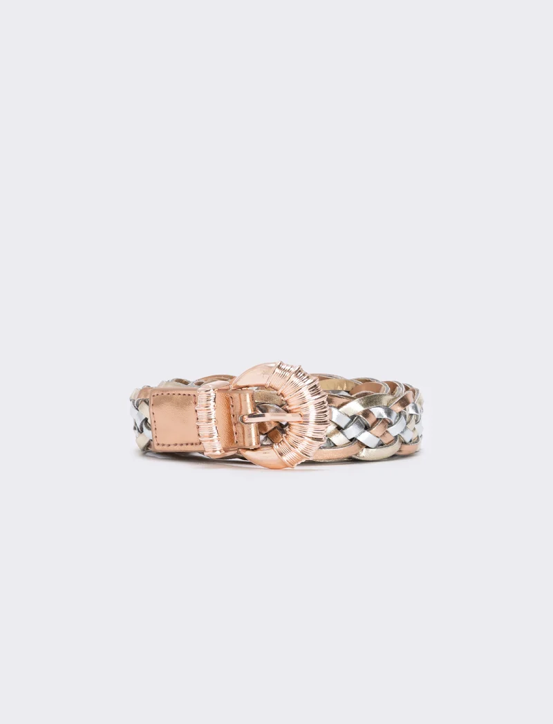 Cintura intrecciata metallizzata - Multicolore