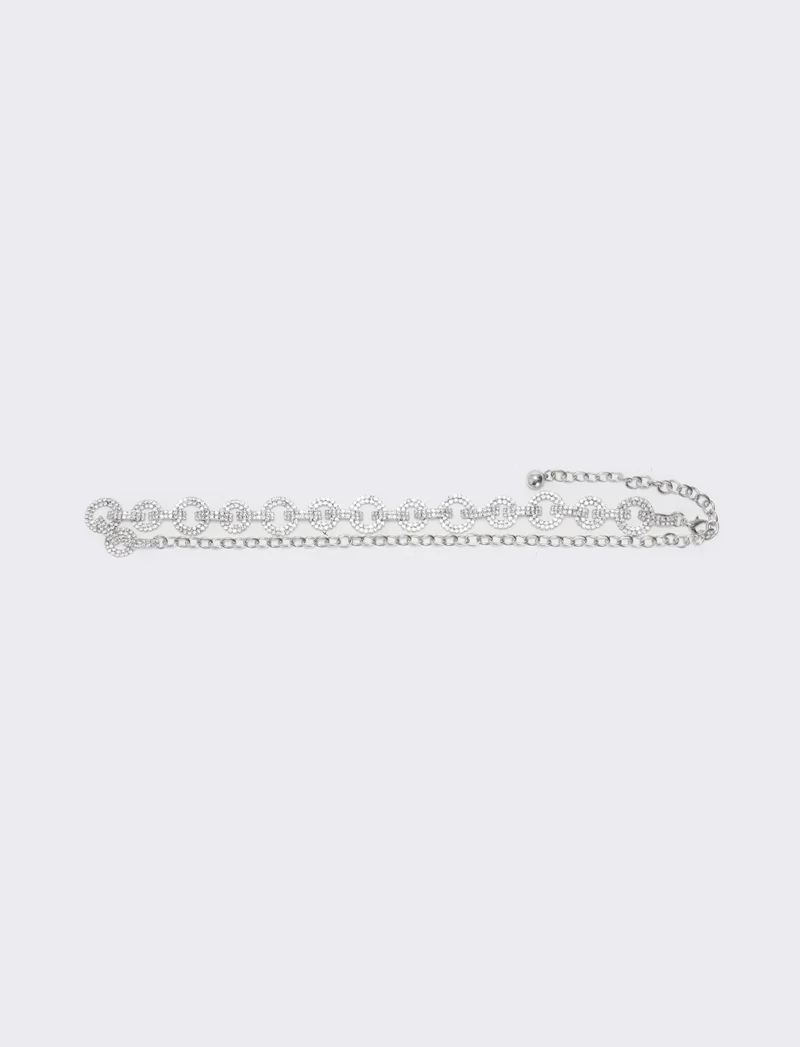 Cintura con cerchi in strass - Argento