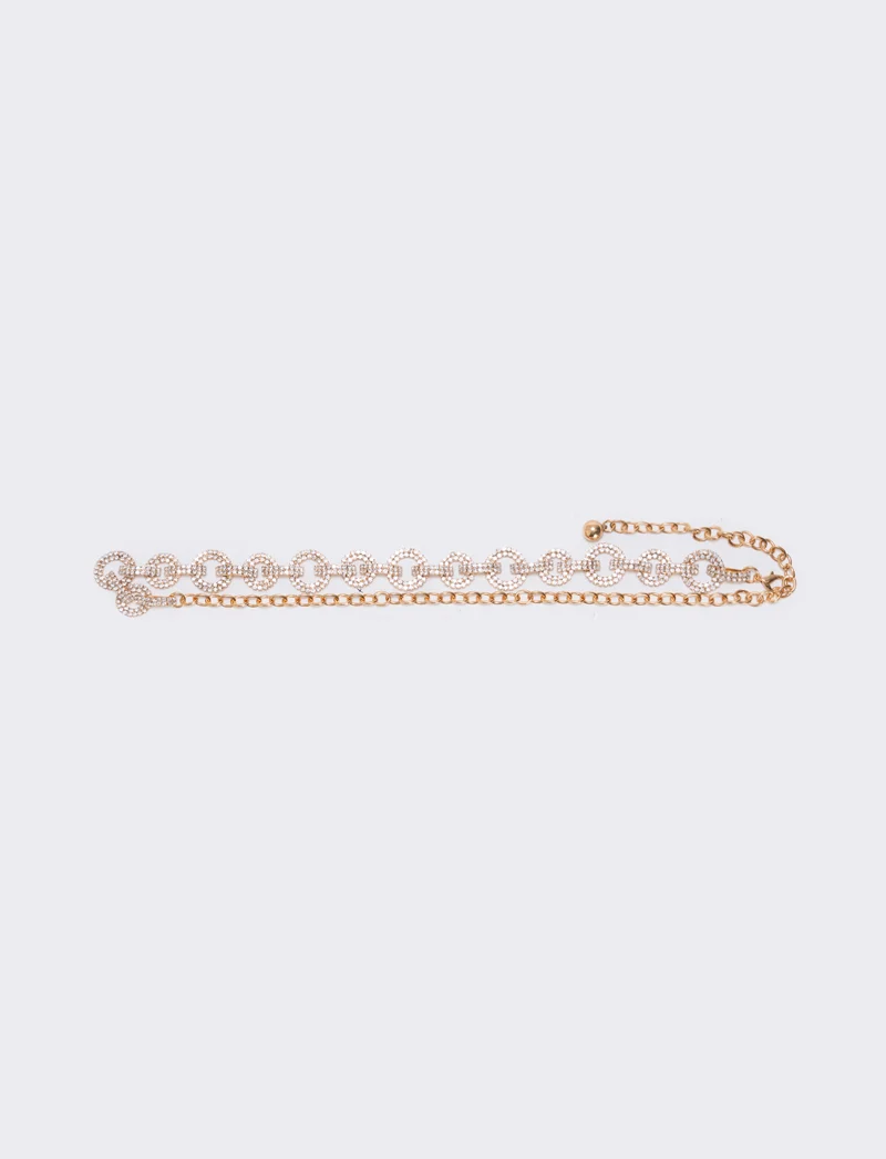 Cintura con cerchi in strass - Oro