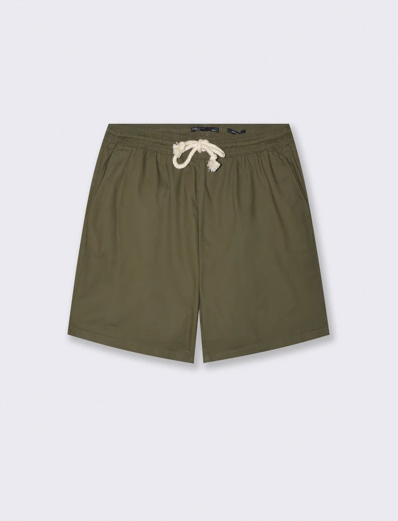 Bermuda Jogger in Cotone Strutturato - Verde militare