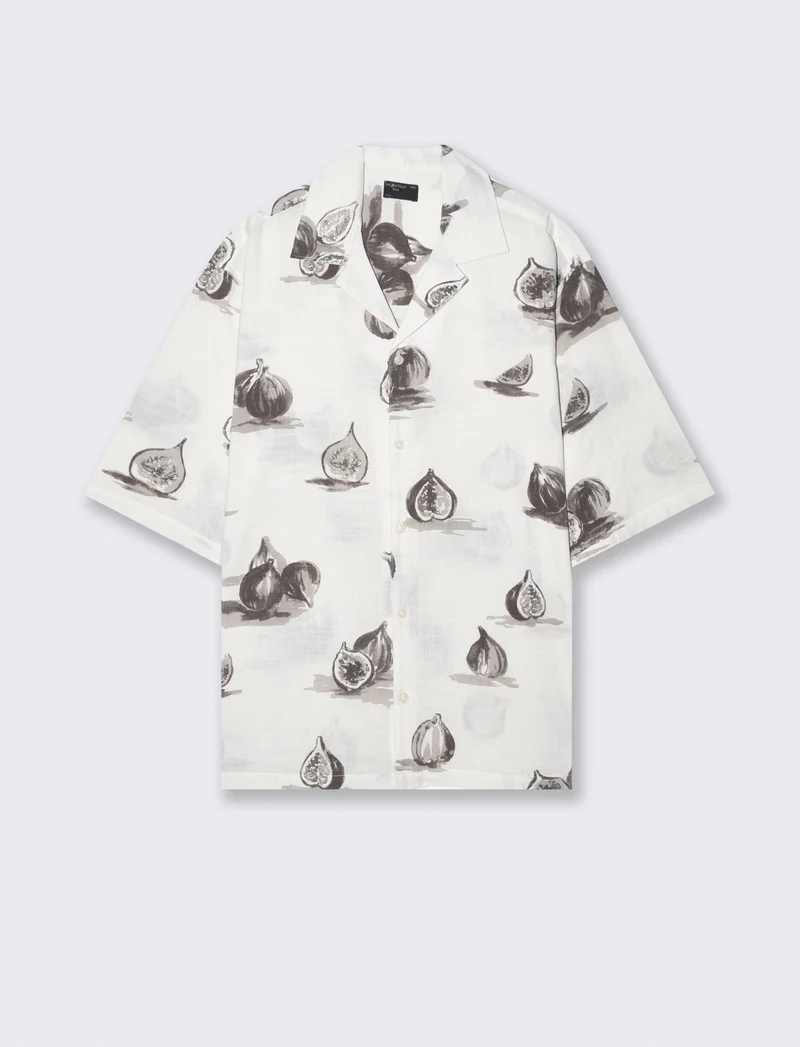 Camicia boxy fit in misto cotone slub - Bianco