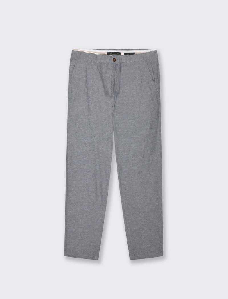 Pantaloni Chino Slim Fit in Lino - Blu
