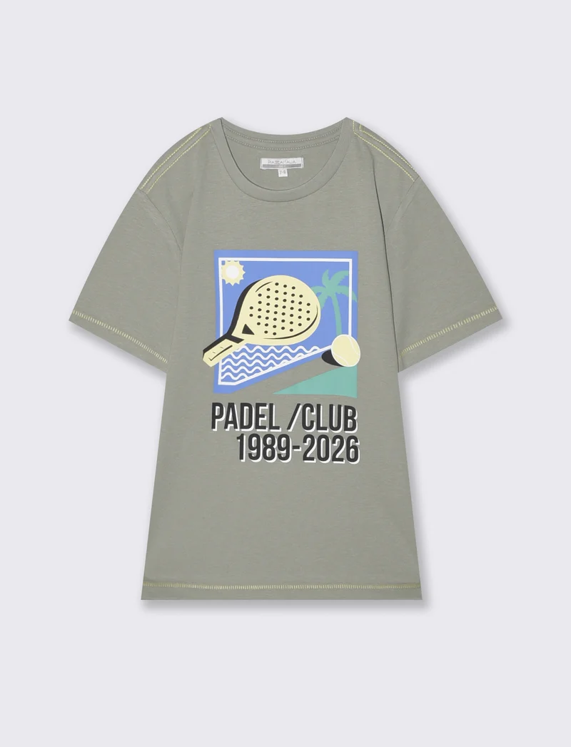 T-shirt mezza manica con stampa frontale - Verde salvia