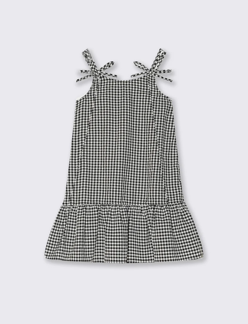 Abito Vichy Ampio in Cotone Seersucker - Quadri