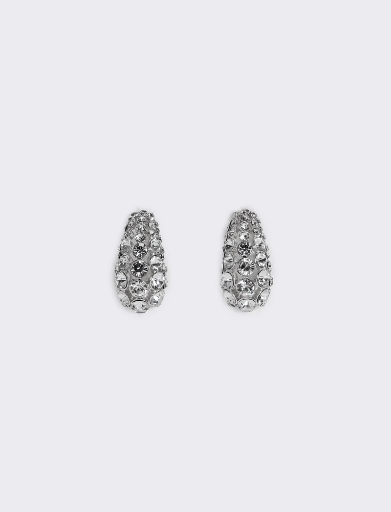 Orecchini goccia grandi con strass eleganti - Argento