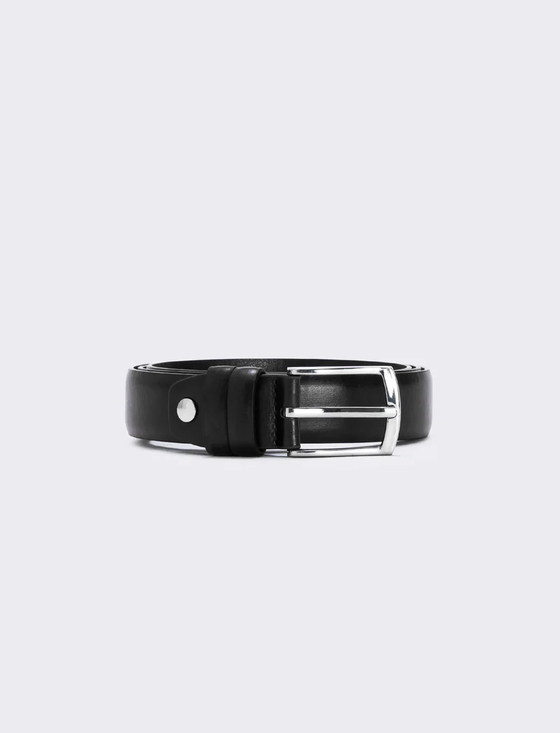 Cintura liscia basic con 2 passanti - Nero