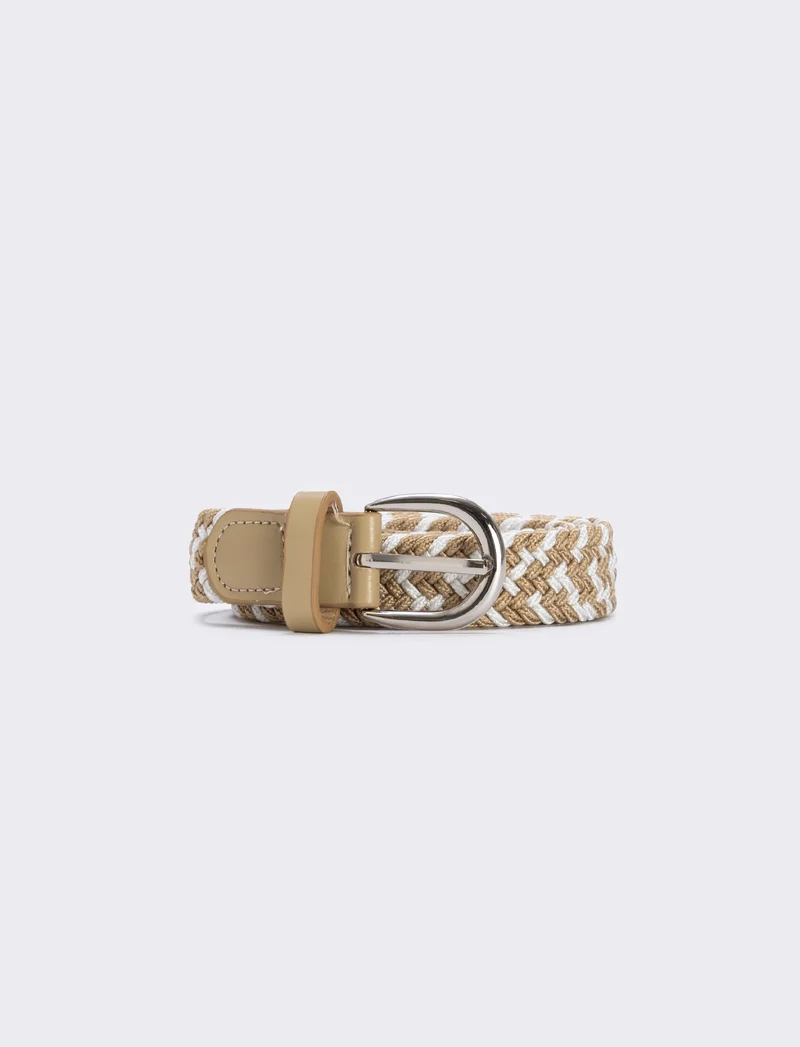 Cintura elastica intrecciata versatile - Beige