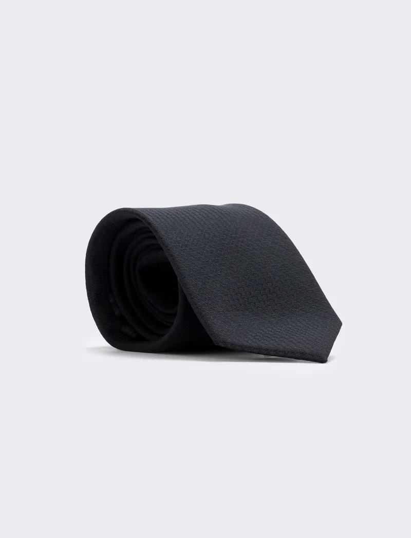 Cravatta grisaglia 8 cm per cerimonia uomo - Nero