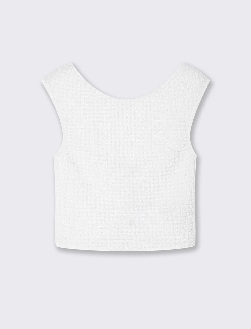 Top Smanicato Elasticizzato Slim fit - Bianco