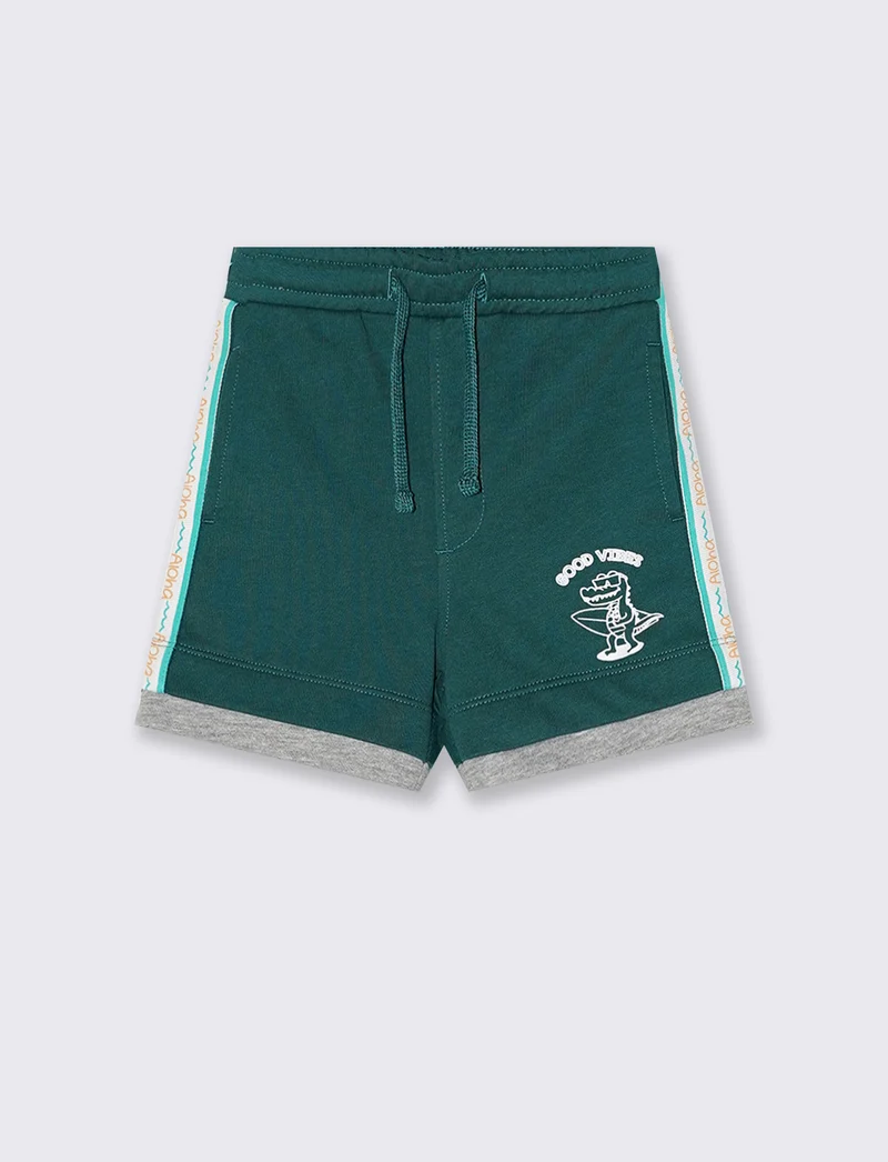 Bermuda con inserti e bande laterali - Verde