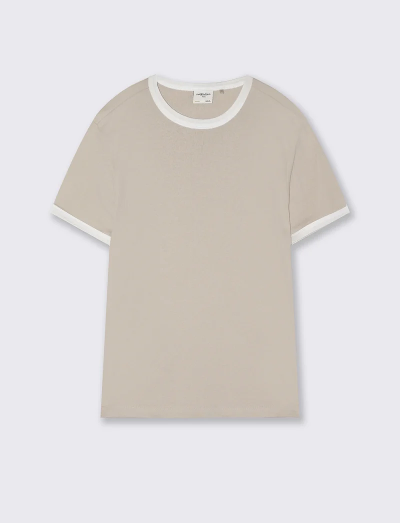 T-shirt a coste con contrasti eleganti - Grigio ghiaccio