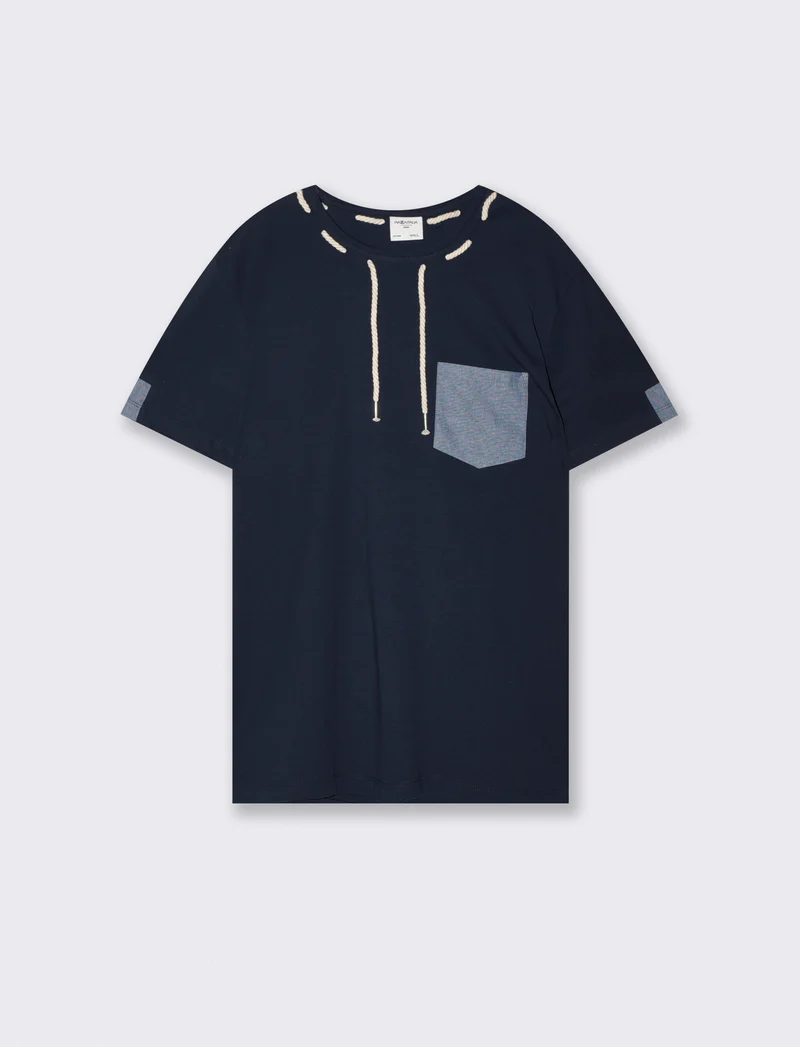 T-shirt girocollo con coulisse nautica - Blu