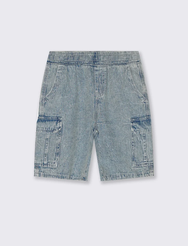 Bermuda cargo in denim 100% cotone - Denim