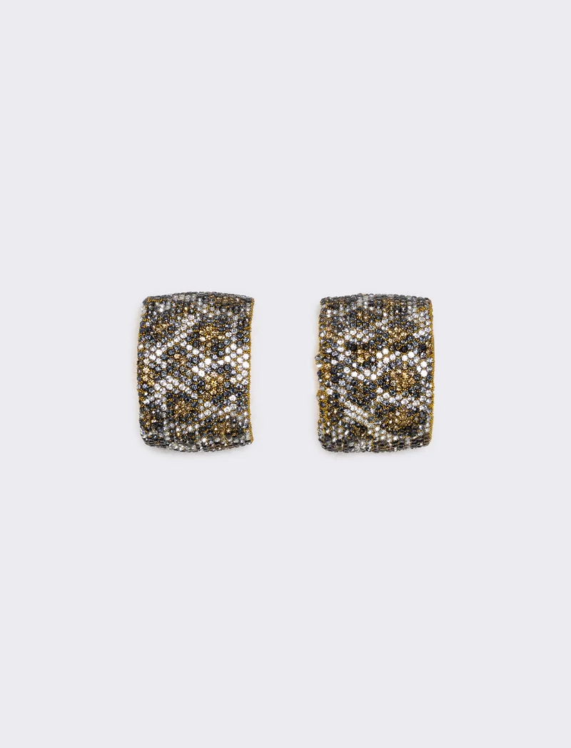 Orecchini leopardati con strass eleganti - Moro