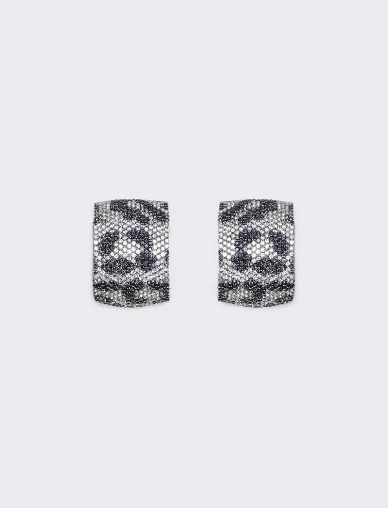 Orecchini leopardati con strass eleganti - Nero