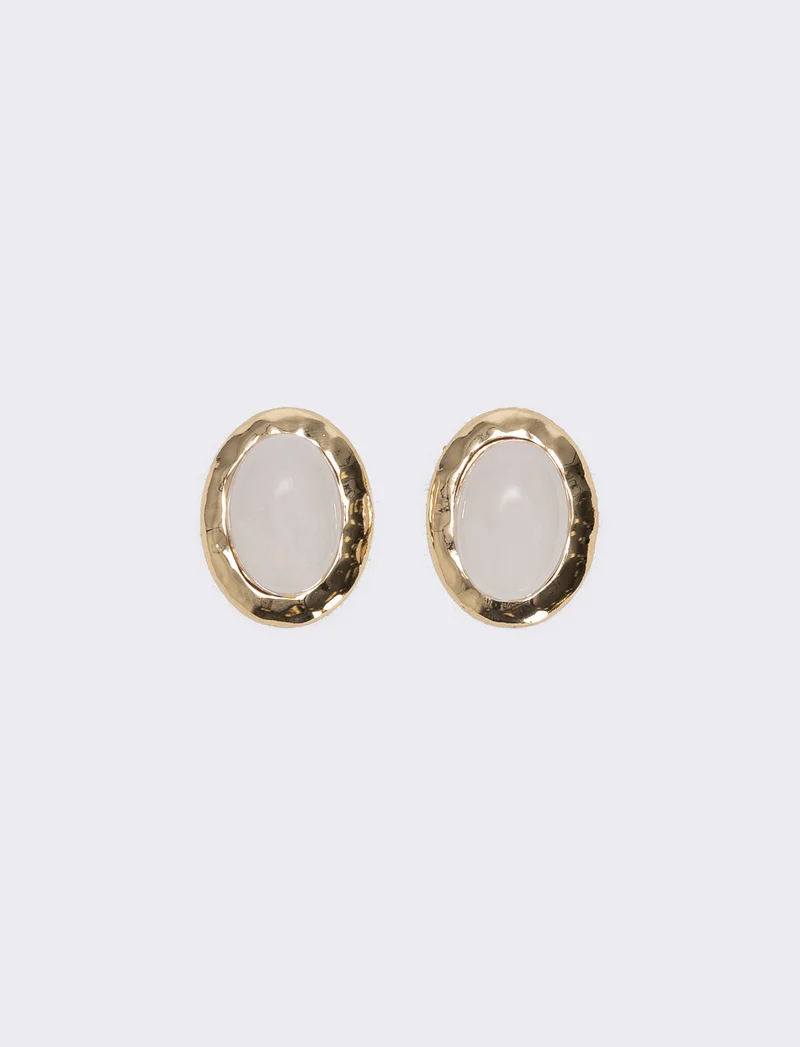 Orecchini bottone clip per donne eleganti - Beige