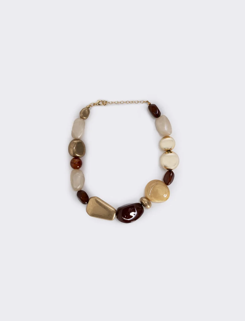 Collana di pietre in forme diverse - Marrone