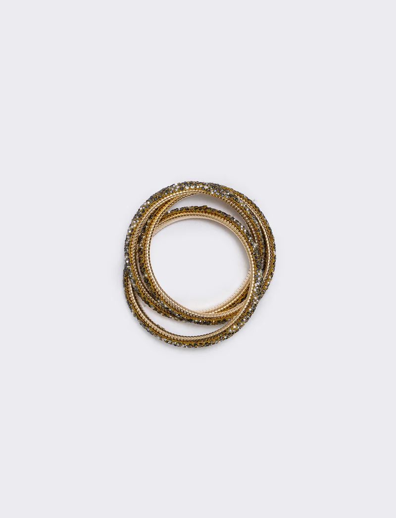 Bracciale leopardato con tre fili e strass - Moro