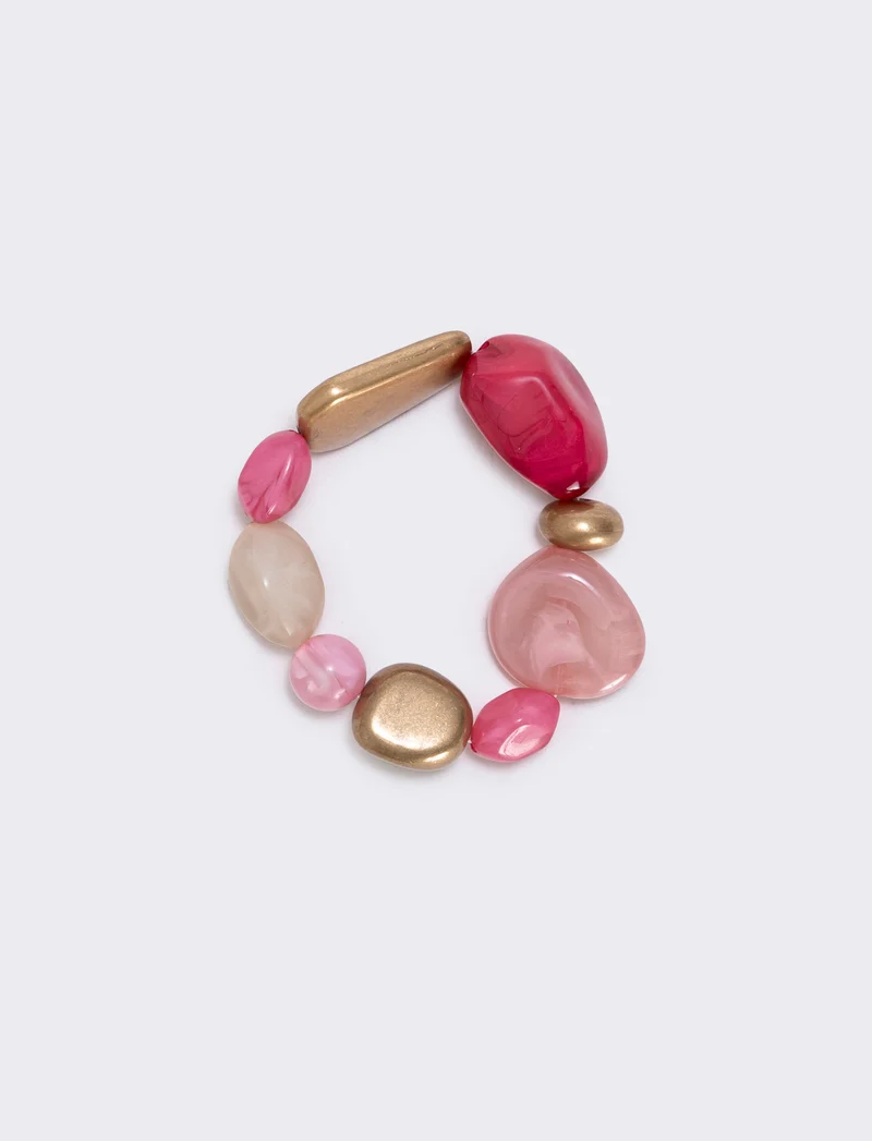 Bracciale elastico con pietre varie forme - Rosa