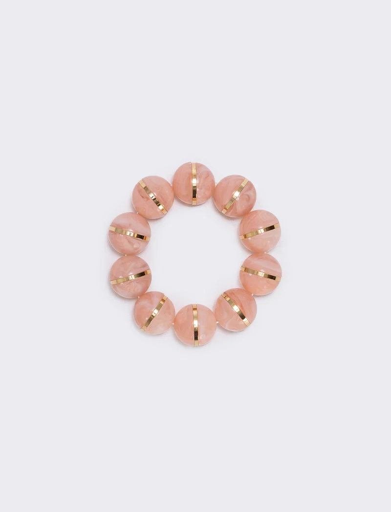 Bracciale elastico con sfere in pietra - Rosa