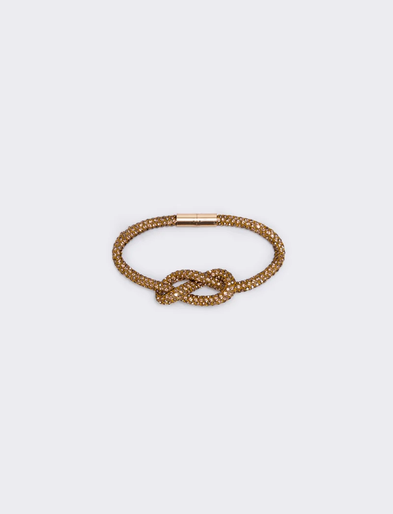 Bracciale strass con nodo tubolare - Marrone